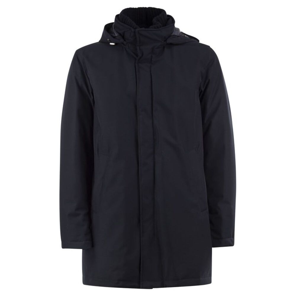 Herno Men Hooded Parka With Knitted Inner Collar